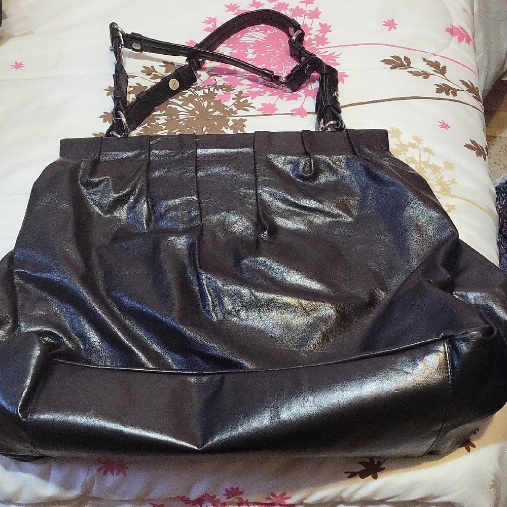 Kenneth Cole New York Shiny Black Tote Bag